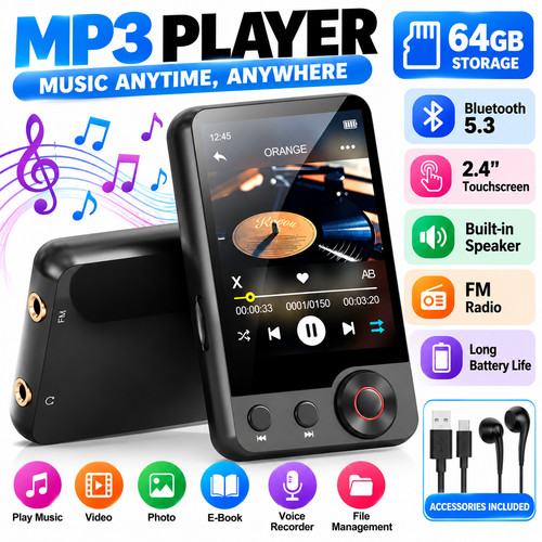 64gb mp3 player bluetooth - bluetooth, 5.3